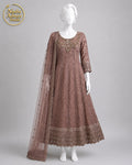 DUSTY LILAC ORGANZA MAXI -M / L front view - Dusty Lilac Organza Maxi by Nadia Adnan Studio