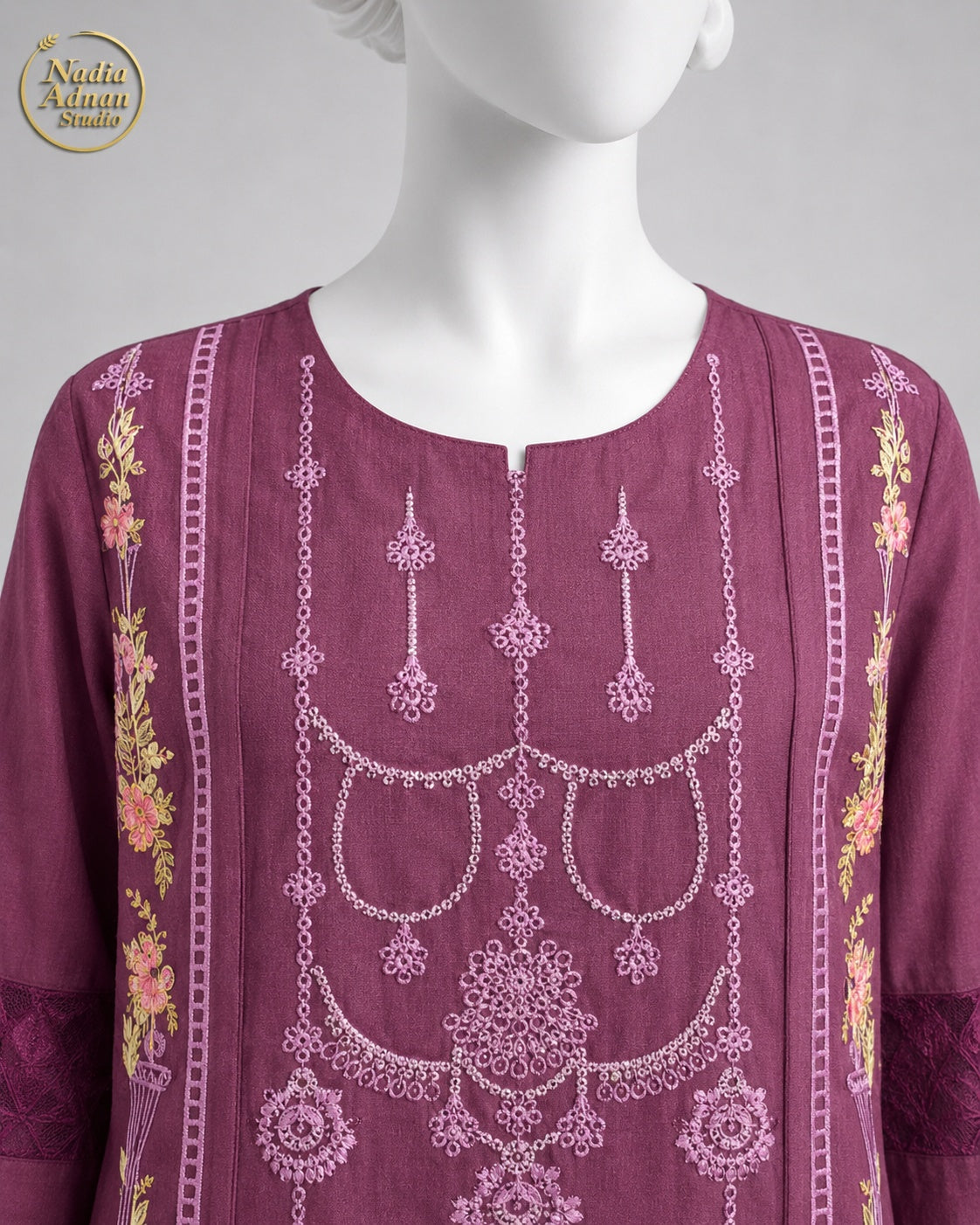 PURPLE LAWN SHIRT SUIT -M back view - Purple Lawn Shirt Suit by Nadia Adnan Studio