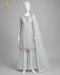 YELLOW ORGANZA GHARARARA -M / L front view - Yellow Organza Gharara by Nadia Adnan Studio