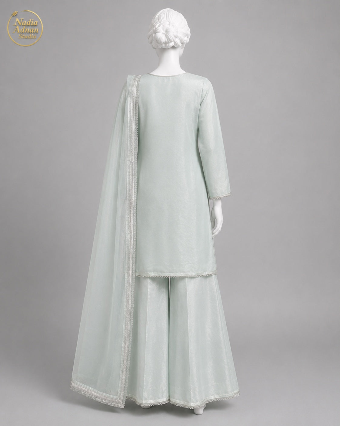 YELLOW ORGANZA GHARARARA -M / L back view - Yellow Organza Gharara by Nadia Adnan Studio