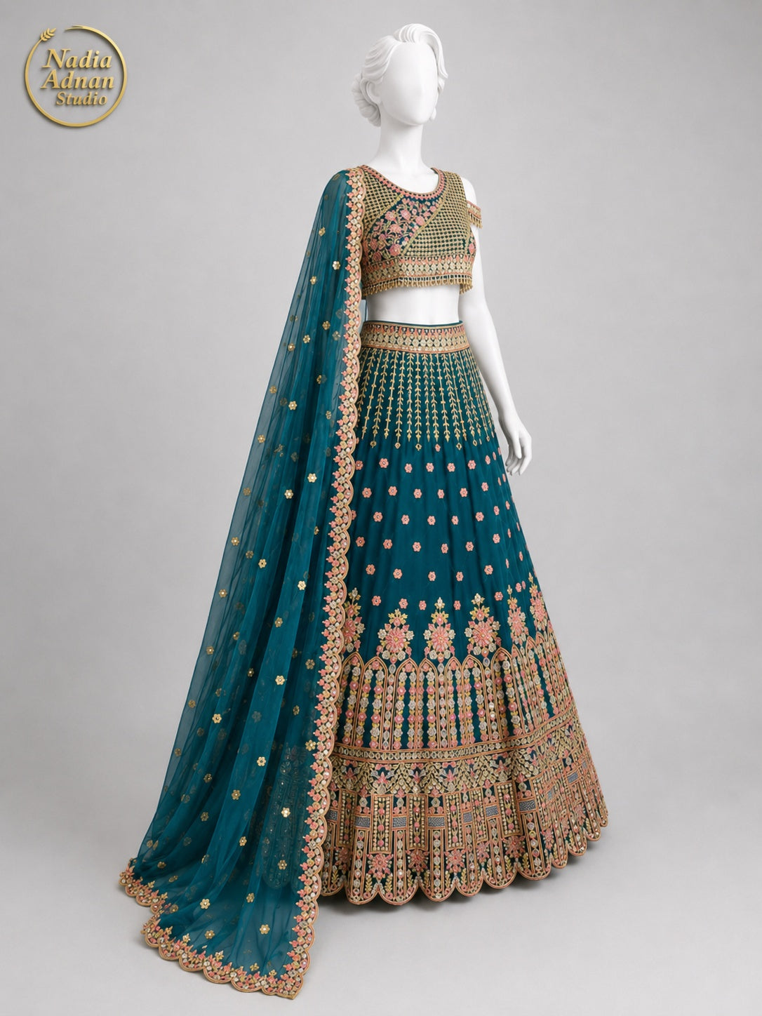 MULTI CHIFFON LENGHA -M side view - Multi Chiffon Lengha by Nadia Adnan Studio