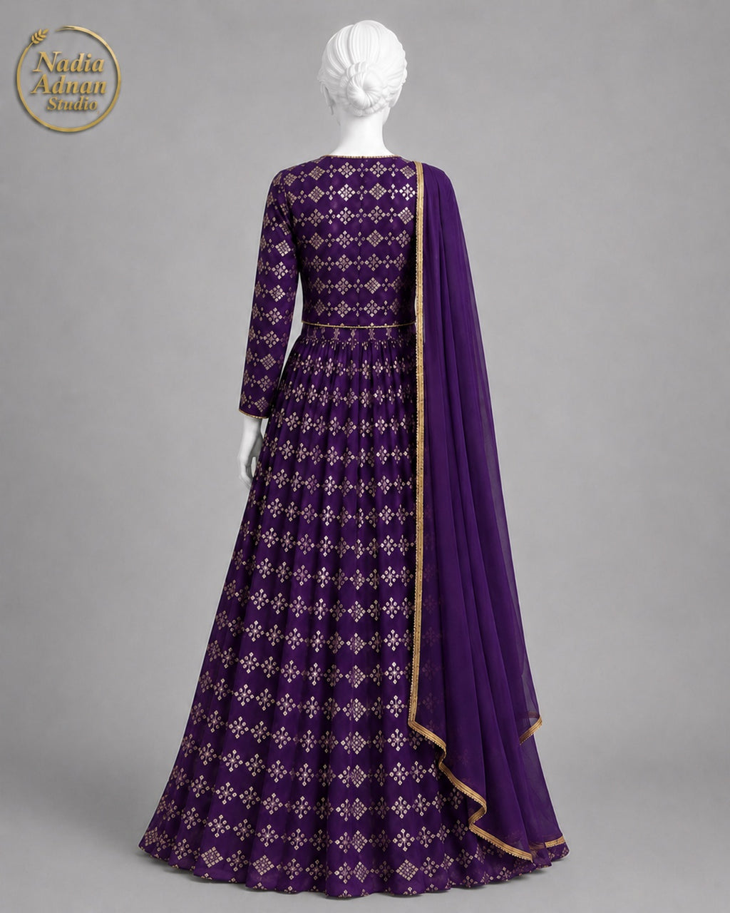 ZINK CHIFFON LENGHA -M side view - Zinc Chiffon Lengha by Nadia Adnan Studio