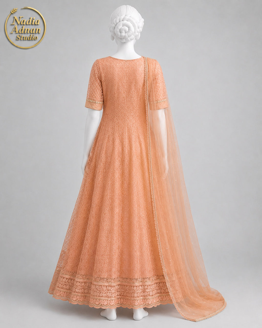 PEACH NET MAXI -M / L side view - Peach Net Maxi by Nadia Adnan Studio