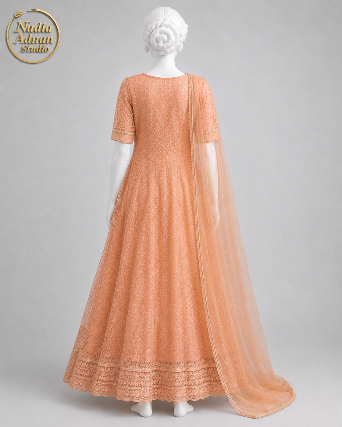 PEACH NET MAXI -M / L side view - Peach Net Maxi by Nadia Adnan Studio
