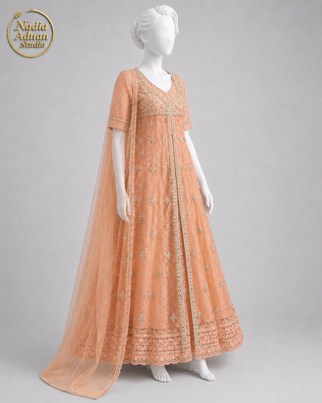 PEACH NET MAXI -M / L back view - Peach Net Maxi by Nadia Adnan Studio