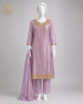 LILAC LAMBA TISSUE SHIRT SUIT -M front view - Lilac Lamba Shirt Suit by Nadia Adnan Studio