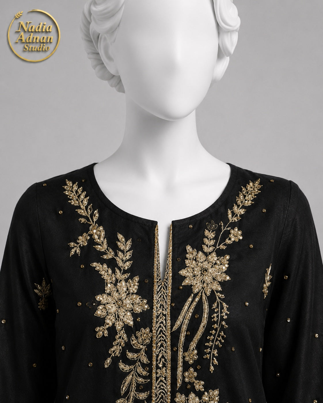 BLACK ORGANZA SHIRT PLAZO -M back view - Black Organza Shirt Plazo by Nadia Adnan Studio