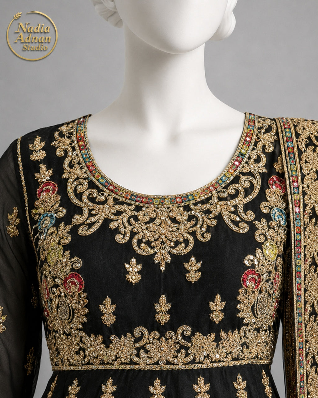 BLACK NET FROCK -M / L back view - Black Net Frock by Nadia Adnan Studio