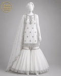 WHITE ORGANZA GHARARA -M / L front view - White Organza Gharara by Nadia Adnan Studio