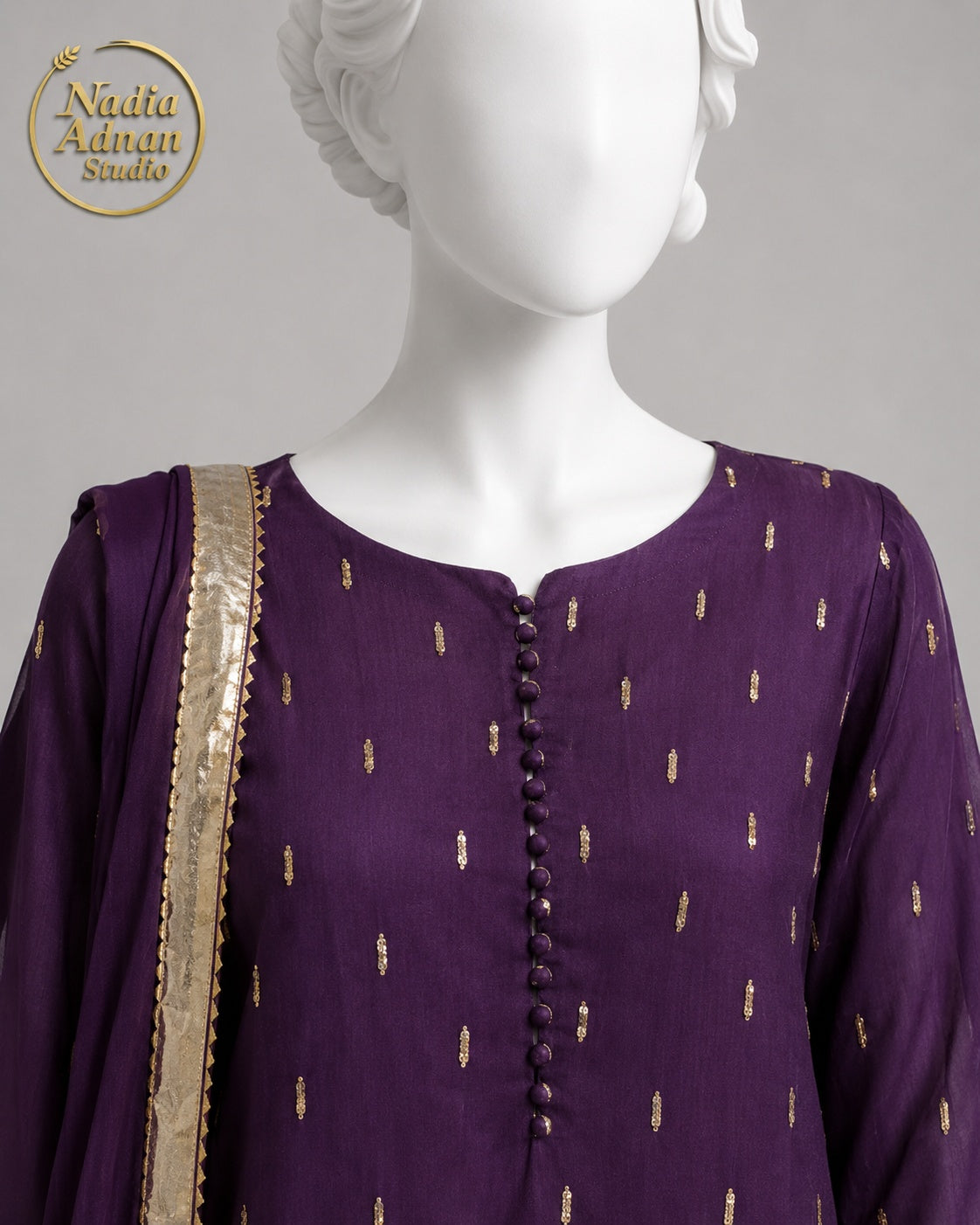 PEACH COTTON MAXI -M / L front view - Peach Cotton Maxi by Nadia Adnan Studio