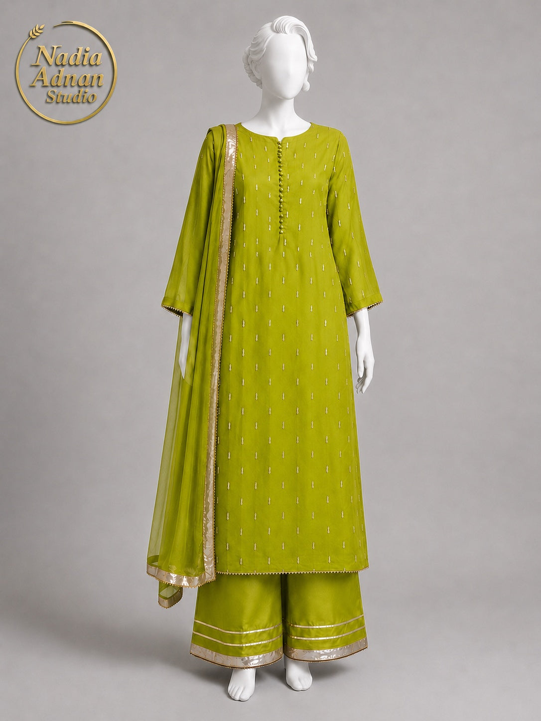 DHANI CHIFFON SHIRT PLAZO -M side view - Dhani Chiffon Shirt Plazo by Nadia Adnan Studio