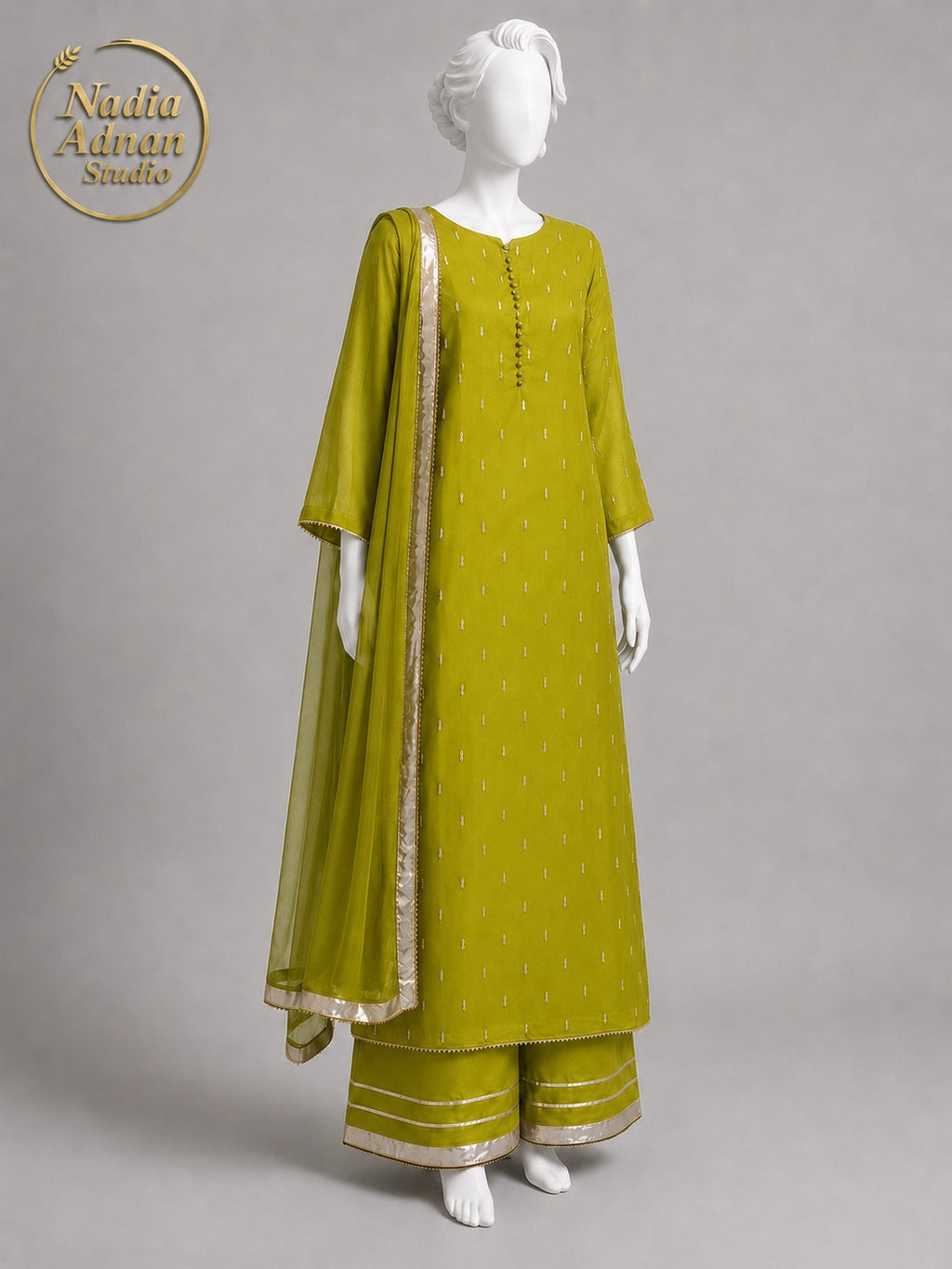 DHANI CHIFFON SHIRT PLAZO -M back view - Dhani Chiffon Shirt Plazo by Nadia Adnan Studio