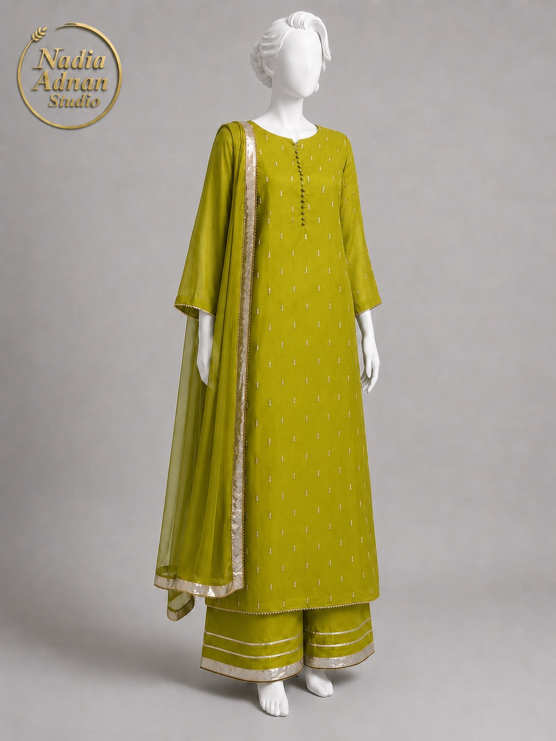DHANI CHIFFON SHIRT PLAZO -M back view - Dhani Chiffon Shirt Plazo by Nadia Adnan Studio