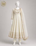 WHITE RAW SILK MAXI -M front view - Off White Raw Silk Maxi by Nadia Adnan Studio