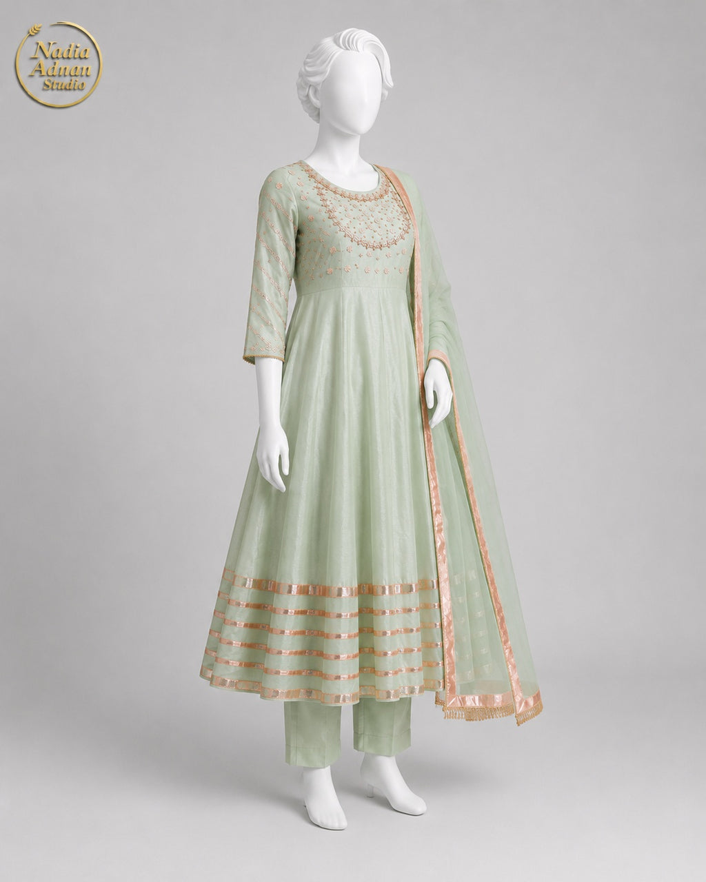 PISTA RAW SILK MAXI -M side view - Pista Raw Silk Maxi by Nadia Adnan Studio