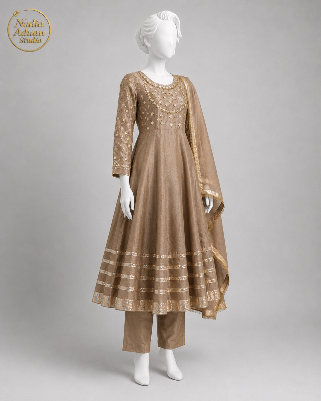 COPPER RAW SILK MAXI -M back view - Copper Raw Silk Maxi by Nadia Adnan Studio