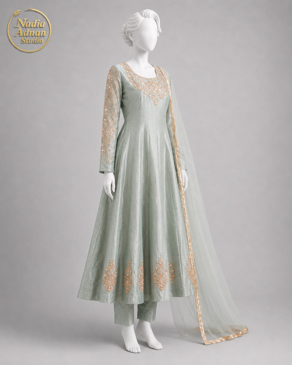 PISTA RAW SILK MAXI -M / L side view - Pista Raw Silk Maxi by Nadia Adnan Studio