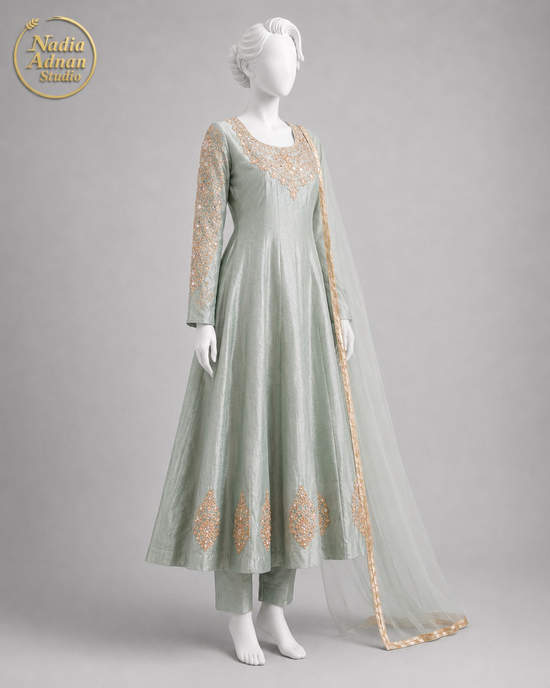 PISTA RAW SILK MAXI -M / L side view - Pista Raw Silk Maxi by Nadia Adnan Studio