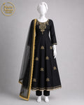 BLACK KATAN MAXI -M front view - Black Katan Maxi by Nadia Adnan Studio
