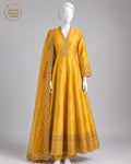 MUSTARD KATAN MAXI -L front view - Mustard Katan Maxi by Nadia Adnan Studio