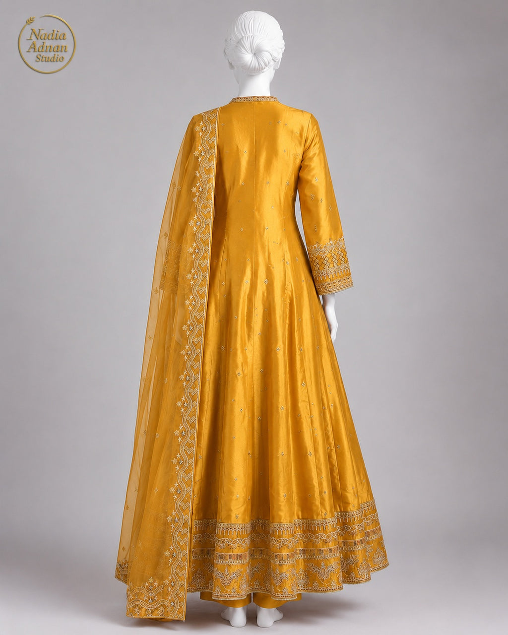MUSTARD KATAN MAXI -L back view - Mustard Katan Maxi by Nadia Adnan Studio