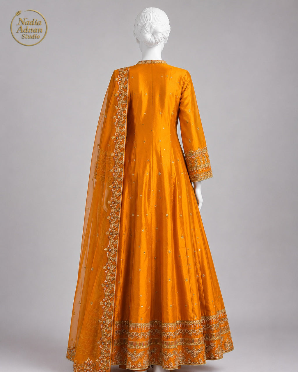 ORANGE KATAN MAXI -M back view - Orange Katan Maxi by Nadia Adnan Studio