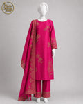 PINK KATAN SHIRT PLAZO -M front view - Pink Katan Shirt Plazo by Nadia Adnan Studio