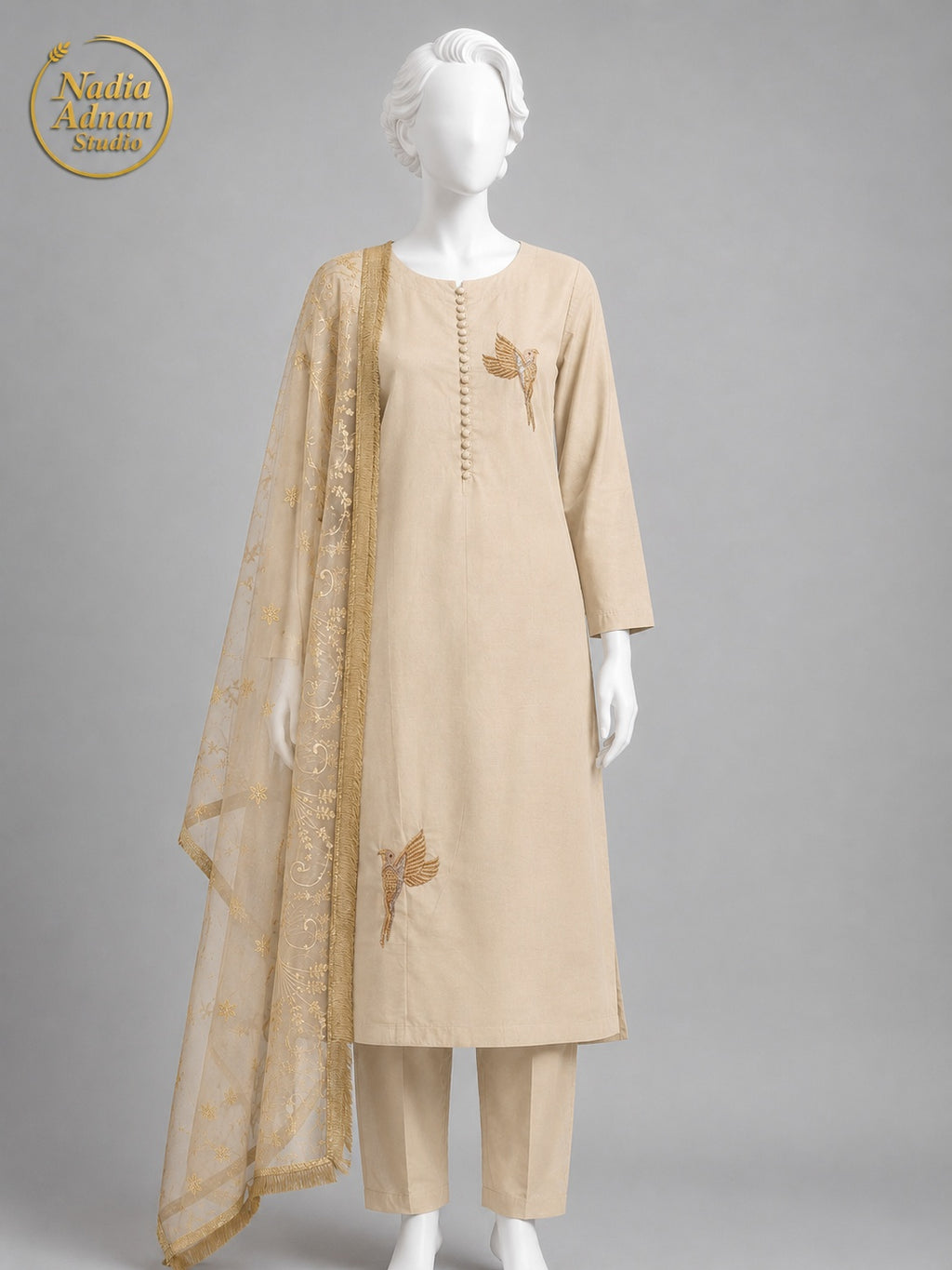 GOLDEN KATAN SHIRT PLAZO -M front view - Golden Katan Shirt Plazo by Nadia Adnan Studio