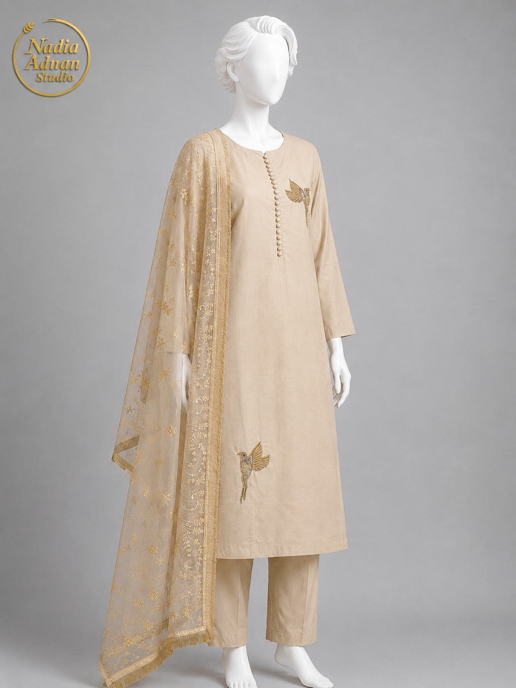 GOLDEN KATAN SHIRT PLAZO -M side view - Golden Katan Shirt Plazo by Nadia Adnan Studio