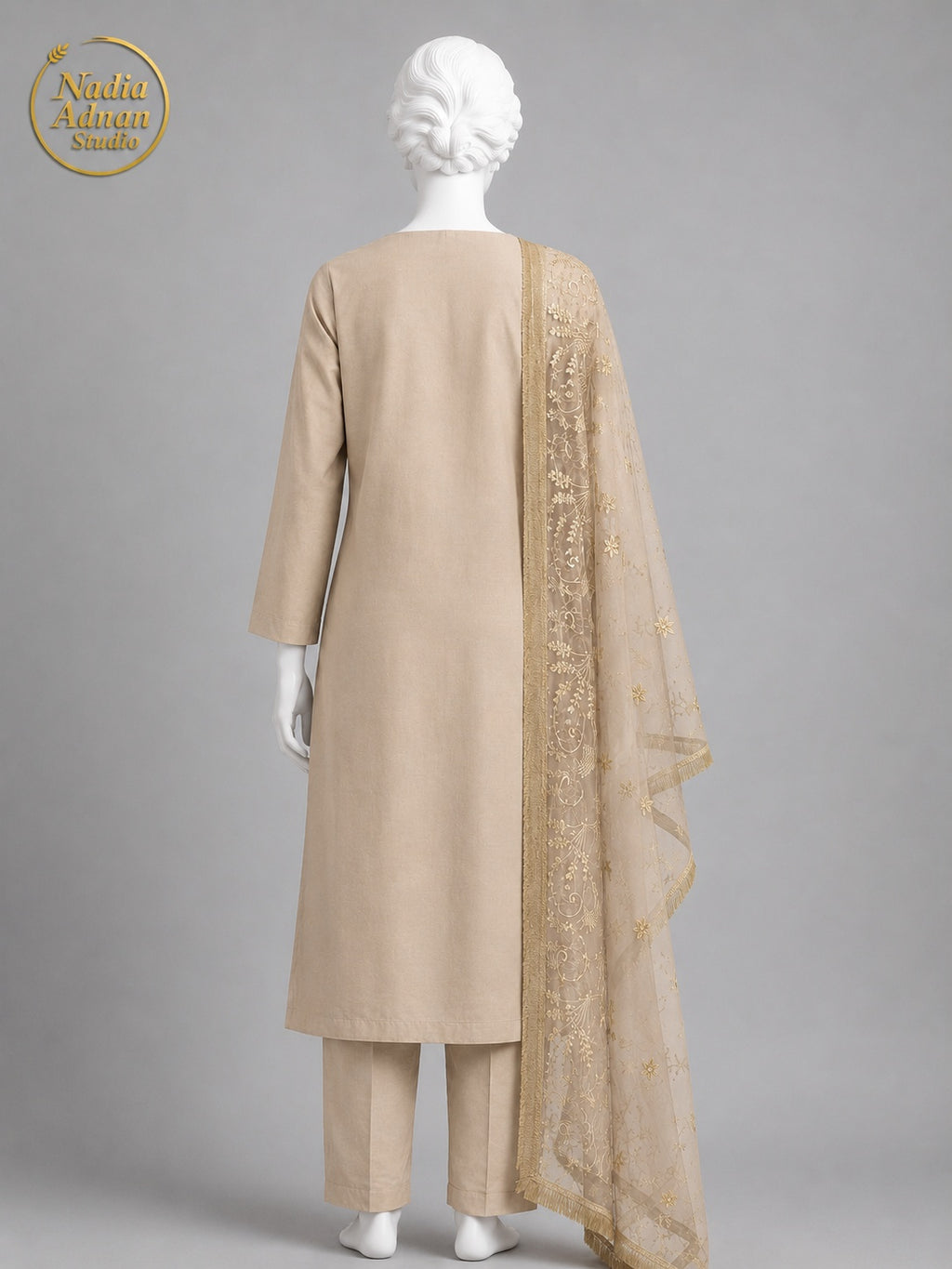 GOLDEN KATAN SHIRT PLAZO -M back view - Golden Katan Shirt Plazo by Nadia Adnan Studio