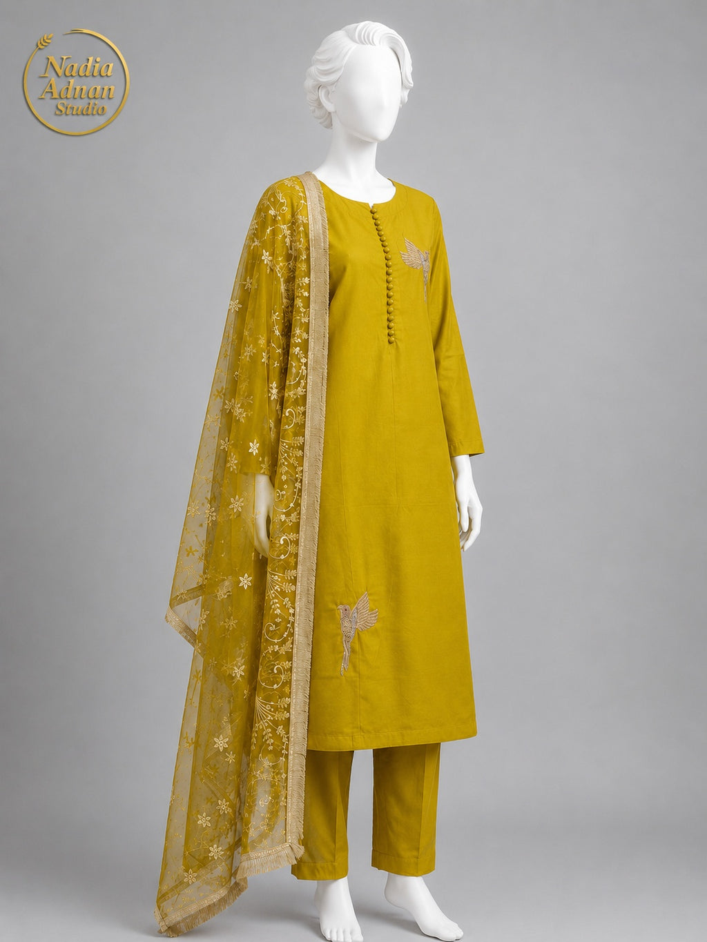 DHANI KATAN SHIRT PLAZO -M side view - Dhani Katan Shirt Plazo by Nadia Adnan Studio