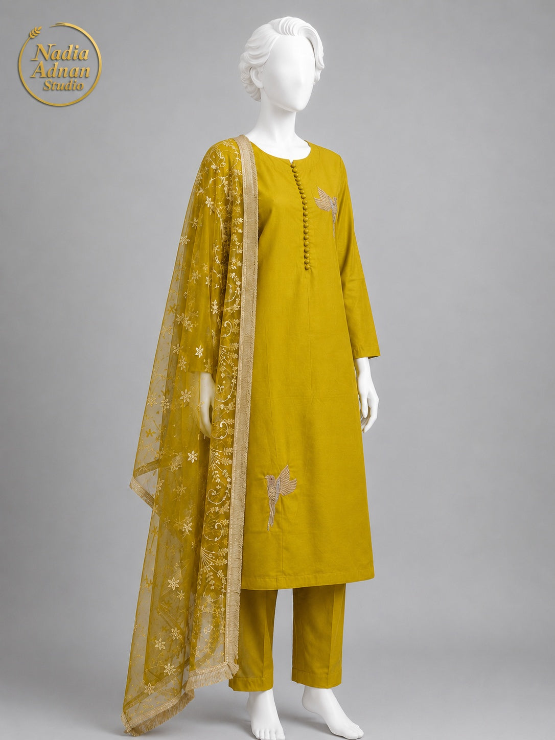 DHANI KATAN SHIRT PLAZO -M side view - Dhani Katan Shirt Plazo by Nadia Adnan Studio
