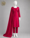 PINK CHIFFON SHIRT PLAZO -M front view - Pink Chiffon Shirt Plazo by Nadia Adnan Studio