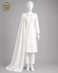 WHITE CHIFFON SHIRT PLAZO -M front view - White Chiffon Shirt Plazo by Nadia Adnan Studio