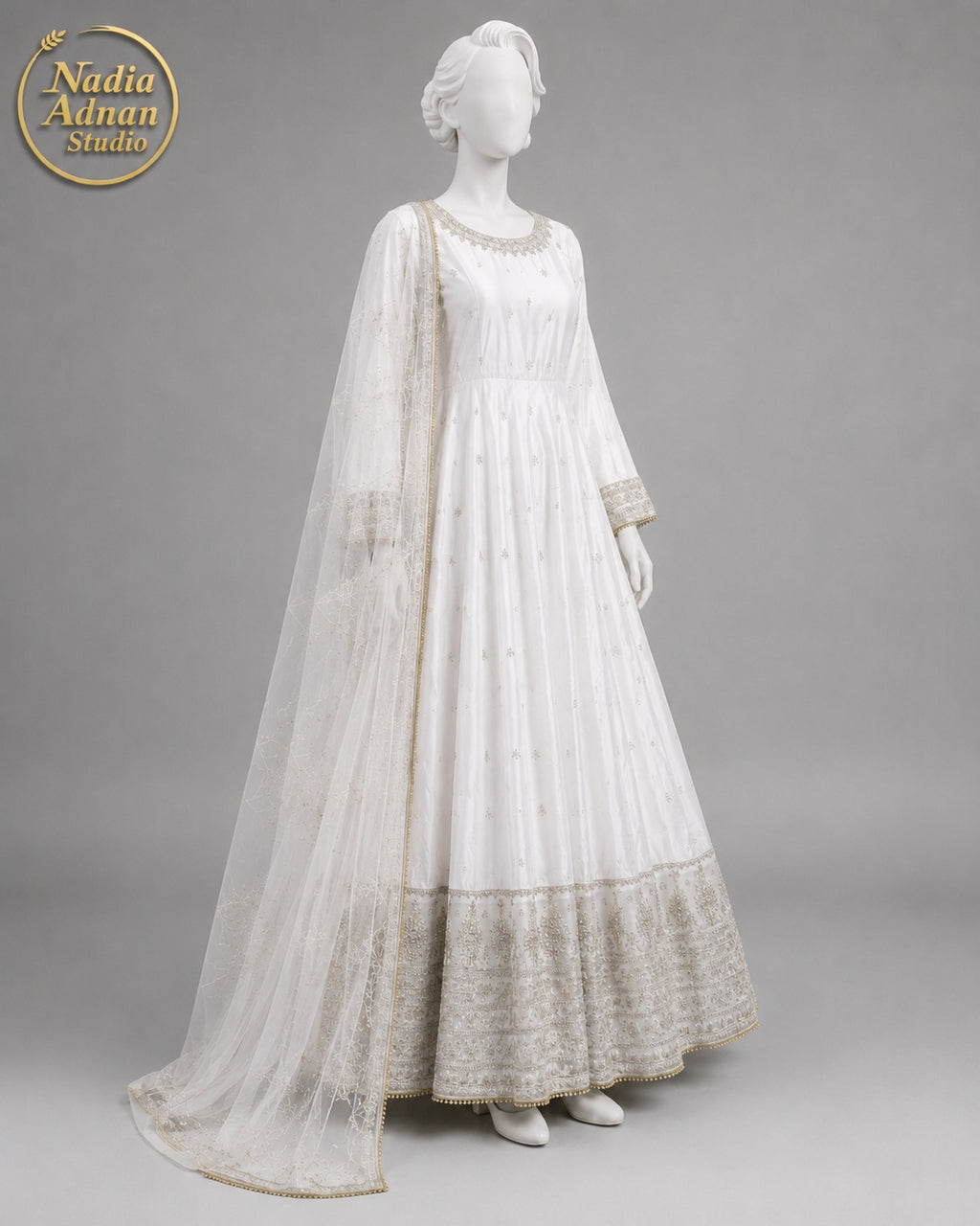 WHITE KATAN MAXI -L front view - White Katan Maxi by Nadia Adnan Studio