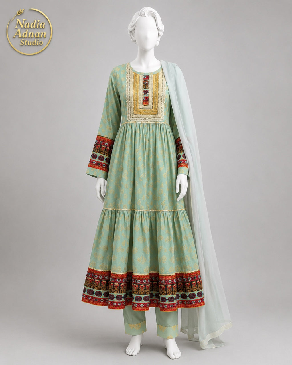 PISTA VISCOS FROCK -L front view - Pista Viscose Frock by Nadia Adnan Studio