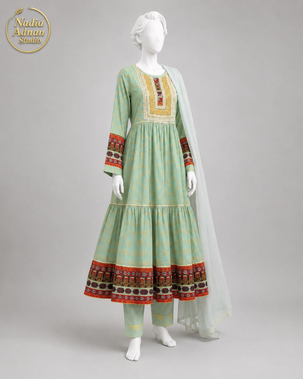 PISTA VISCOS FROCK -L side view - Pista Viscose Frock by Nadia Adnan Studio