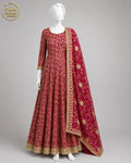 IVORY FLORAL MULTICOLOR ORGANZA MAXI -M front view - Ivory Floral Multicolor Organza Maxi by Nadia Adnan Studio