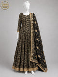 BLACK CHIFFON MAXI -M / L front view - Black Chiffon Maxi by Nadia Adnan Studio