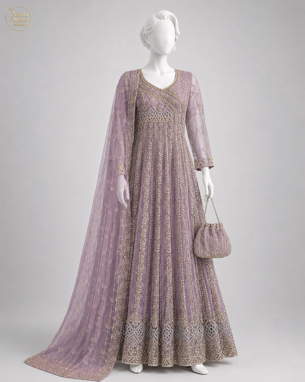 LILAC NET MAXI -M / L front view - Lilac Net Maxi by Nadia Adnan Studio