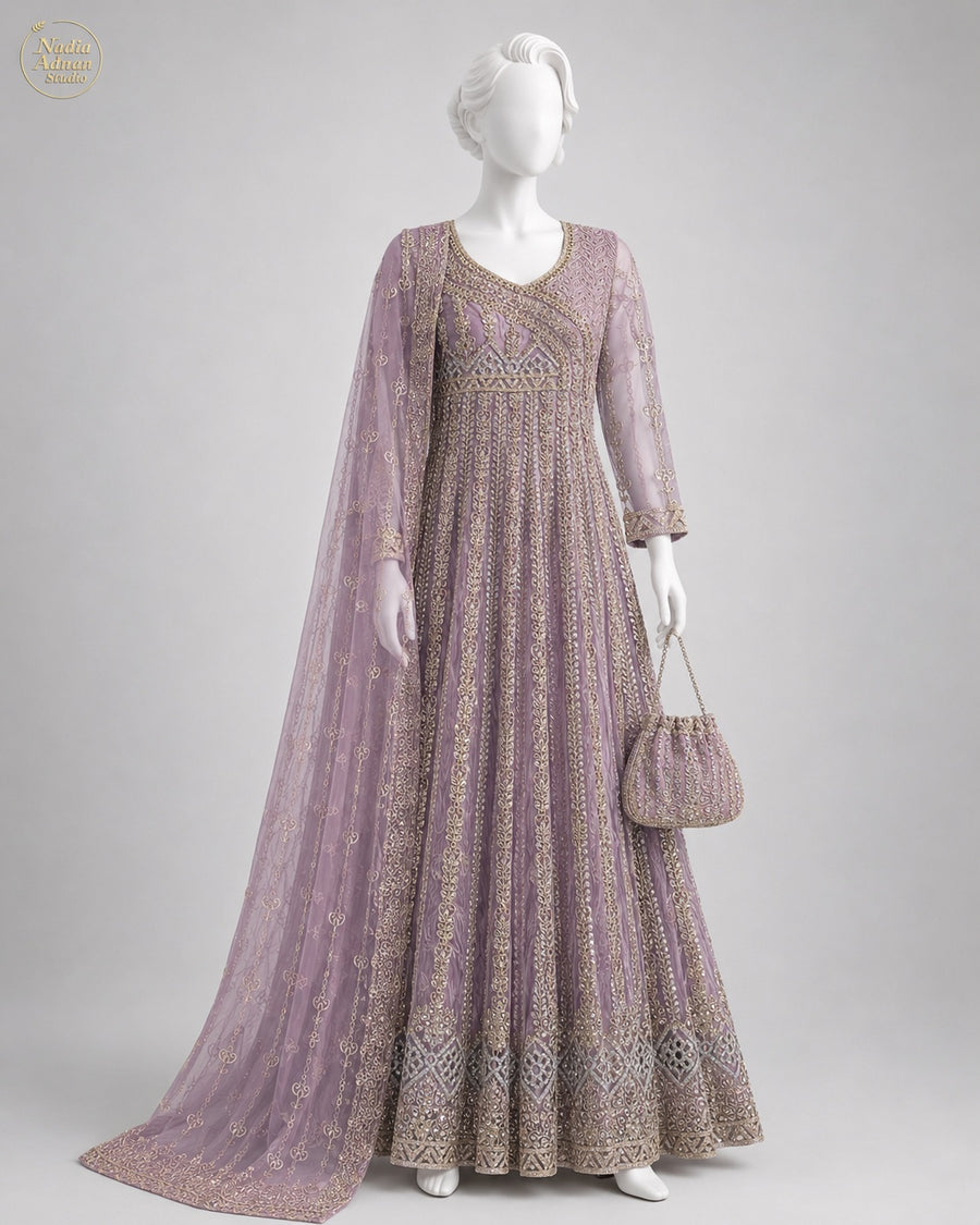 LILAC NET MAXI -M / L front view - Lilac Net Maxi by Nadia Adnan Studio