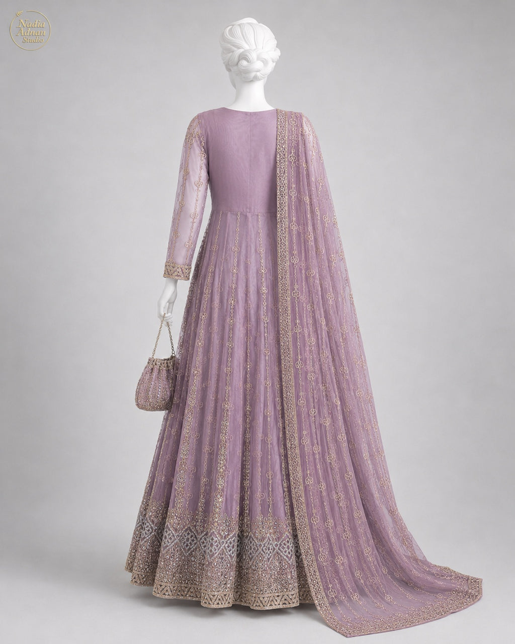 LILAC NET MAXI -M / L back view - Lilac Net Maxi by Nadia Adnan Studio