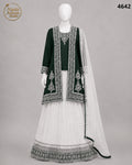 BOTTLE GREEN CHIFFON LENGHA -M - image 1 - Nadia Adnan Studio