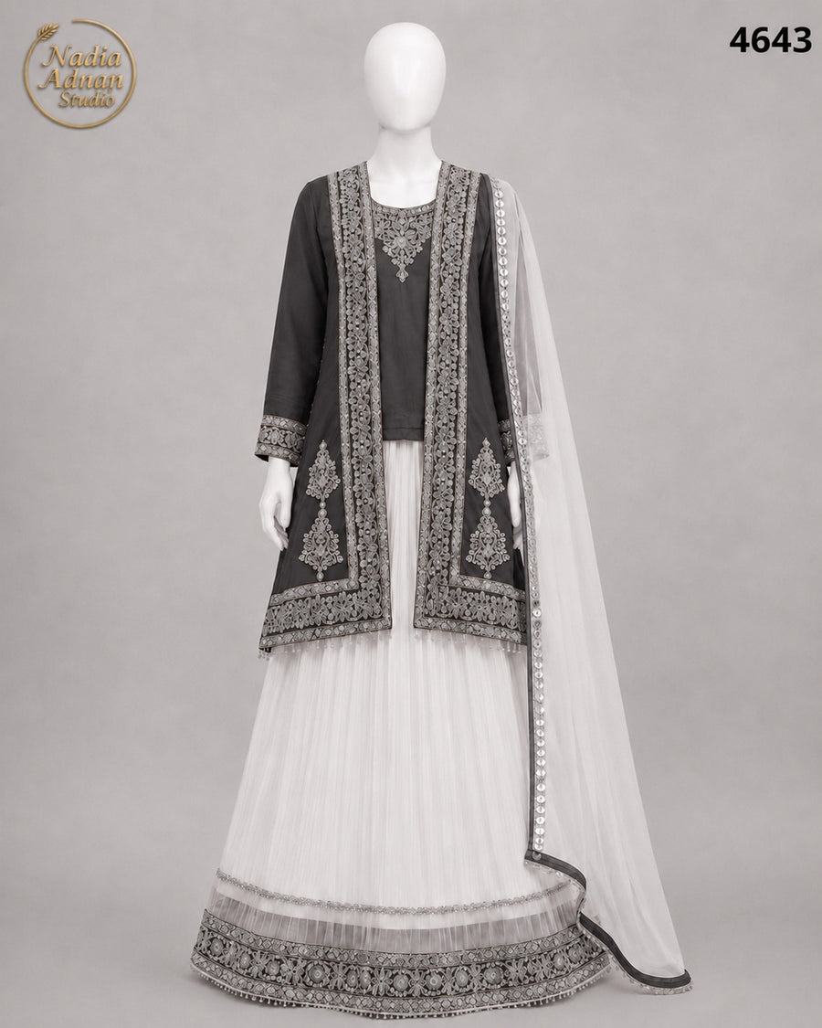 GREY CHIFFON LENGHA -M - image 1 - Nadia Adnan Studio