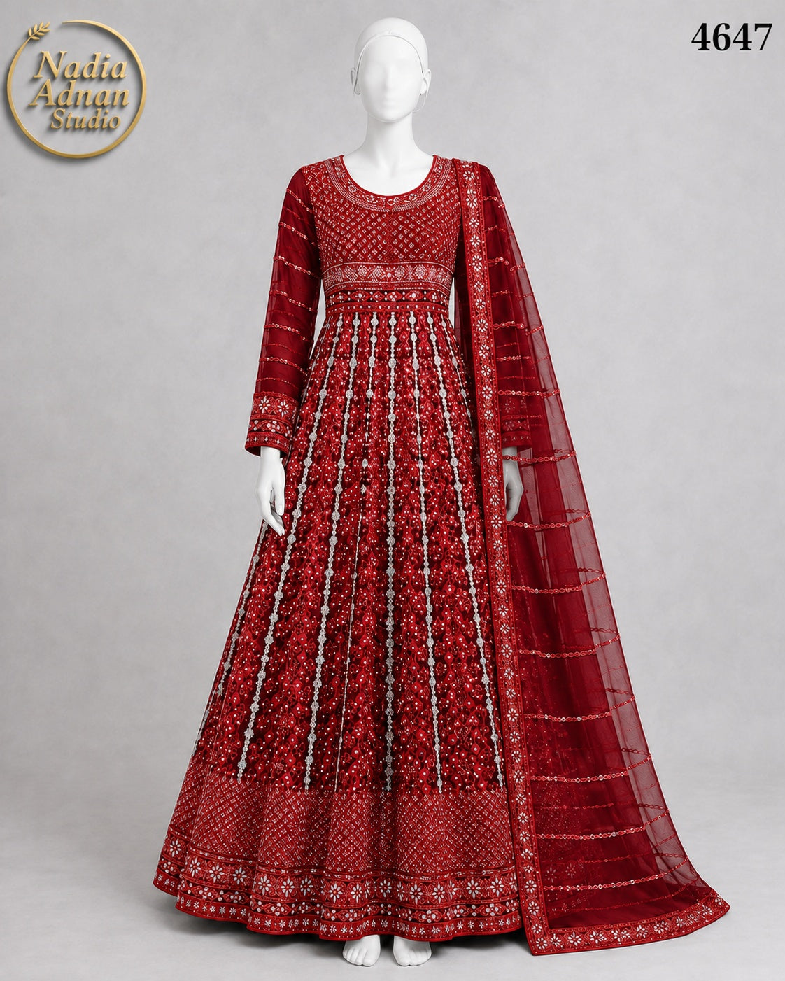 RED CHIFFON MAXI -M / L - image 1 - Nadia Adnan Studio