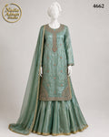 SEA GREEN SILK LENGHA -M - image 1 - Nadia Adnan Studio
