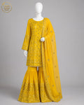 MULTICOLOR CHIFFON GHARARA -S - image 1 - Nadia Adnan Studio