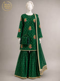 GREEN KATAN GHARARA -S - image 1 - Nadia Adnan Studio