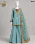 BLUE KATAN PLAZO -L - image 1 - Nadia Adnan Studio