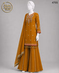 MUSTARD CHIFFON PLAZO -M - image 1 - Nadia Adnan Studio
